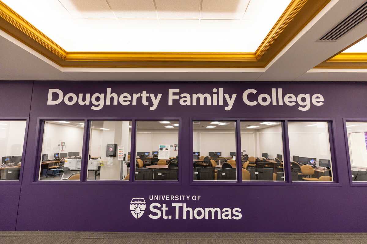 Dougherty Family College Sign in the commons