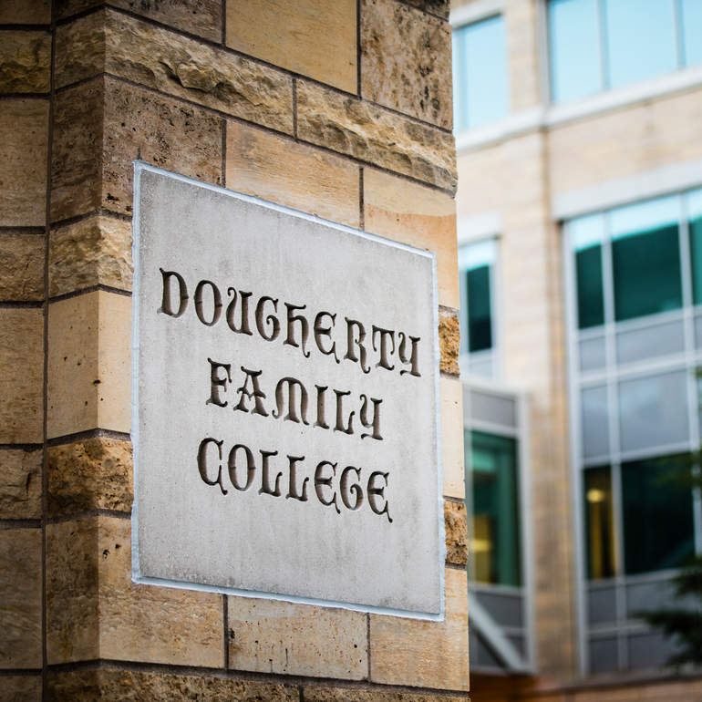 Dougherty Family College sign